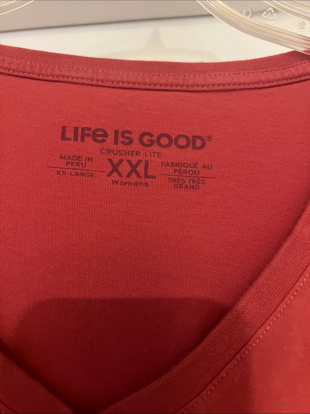 Life Is Good Red V-Neck Shirt - Picture 3 of 5